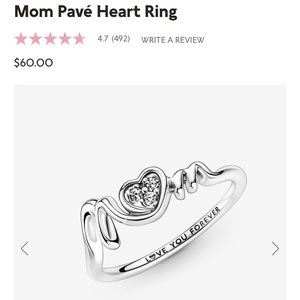 Pandora - Mom Pavé Heart Ring - size 6